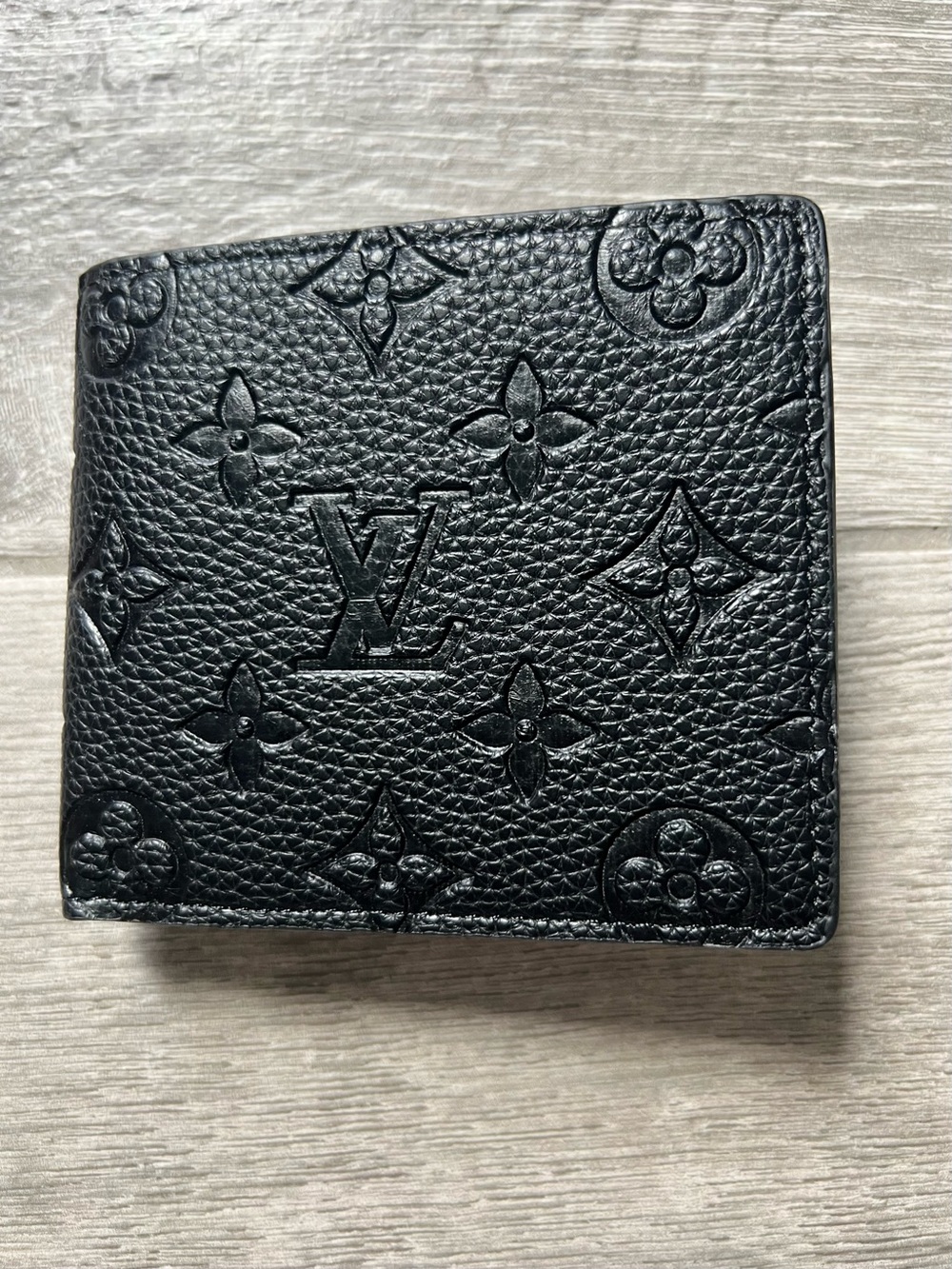 Louis Vuitton Black Embossed Monogram Money Clip Wallet